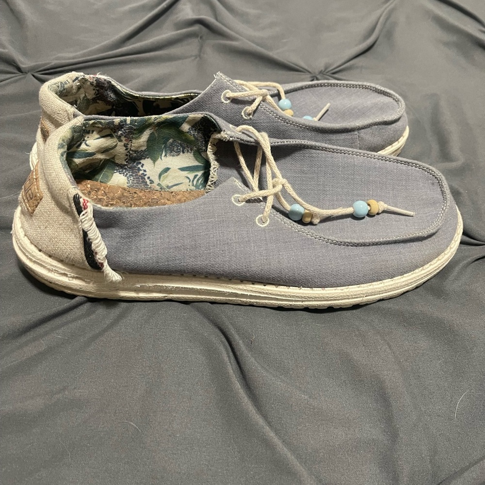 Hey Dude Casual Gray Canvas womens Shoes